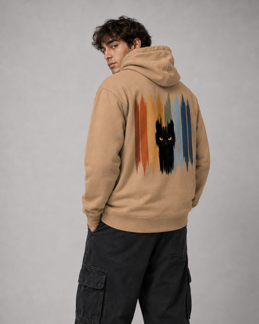 Color: Latte | Color Divide hoodie back Model 1