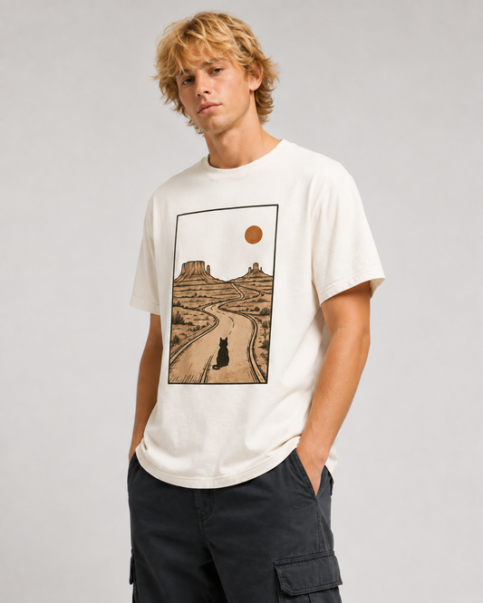 Color: Vintage White | Long Way Home tee front Model 4