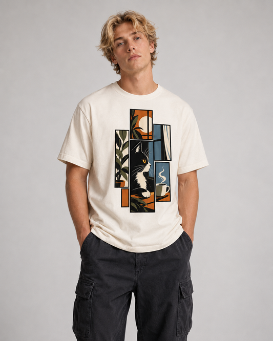 Color: Vintage White | Collected Forms tee front Model 1