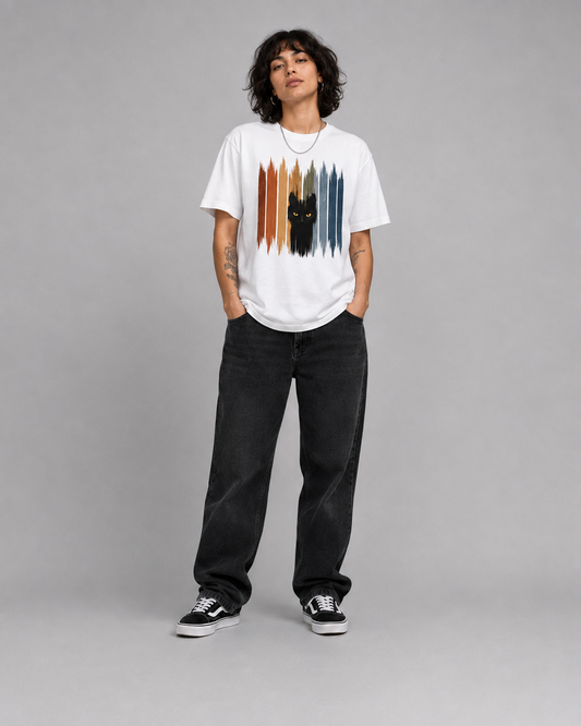 Color: White | Color Divide tee front Model 1