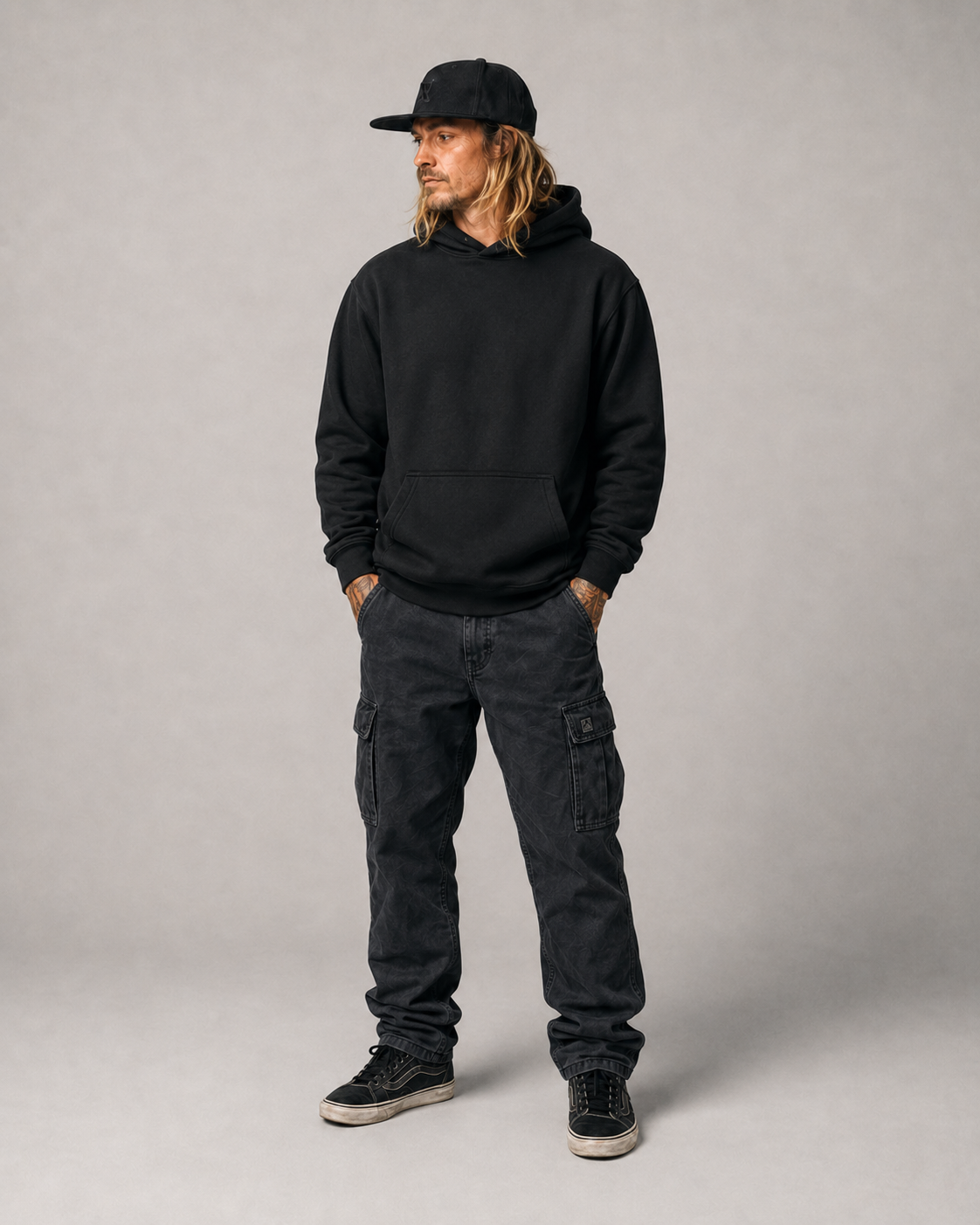 Color: Black | Calm hoodie back Model 2