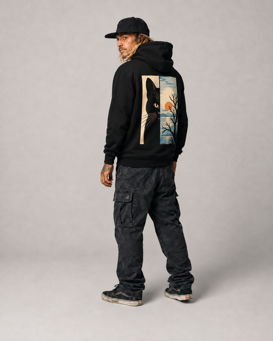 Color: Black | Calm hoodie back Model 3