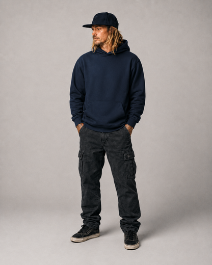 Color: Navy Blazer | Calm hoodie back Model 2