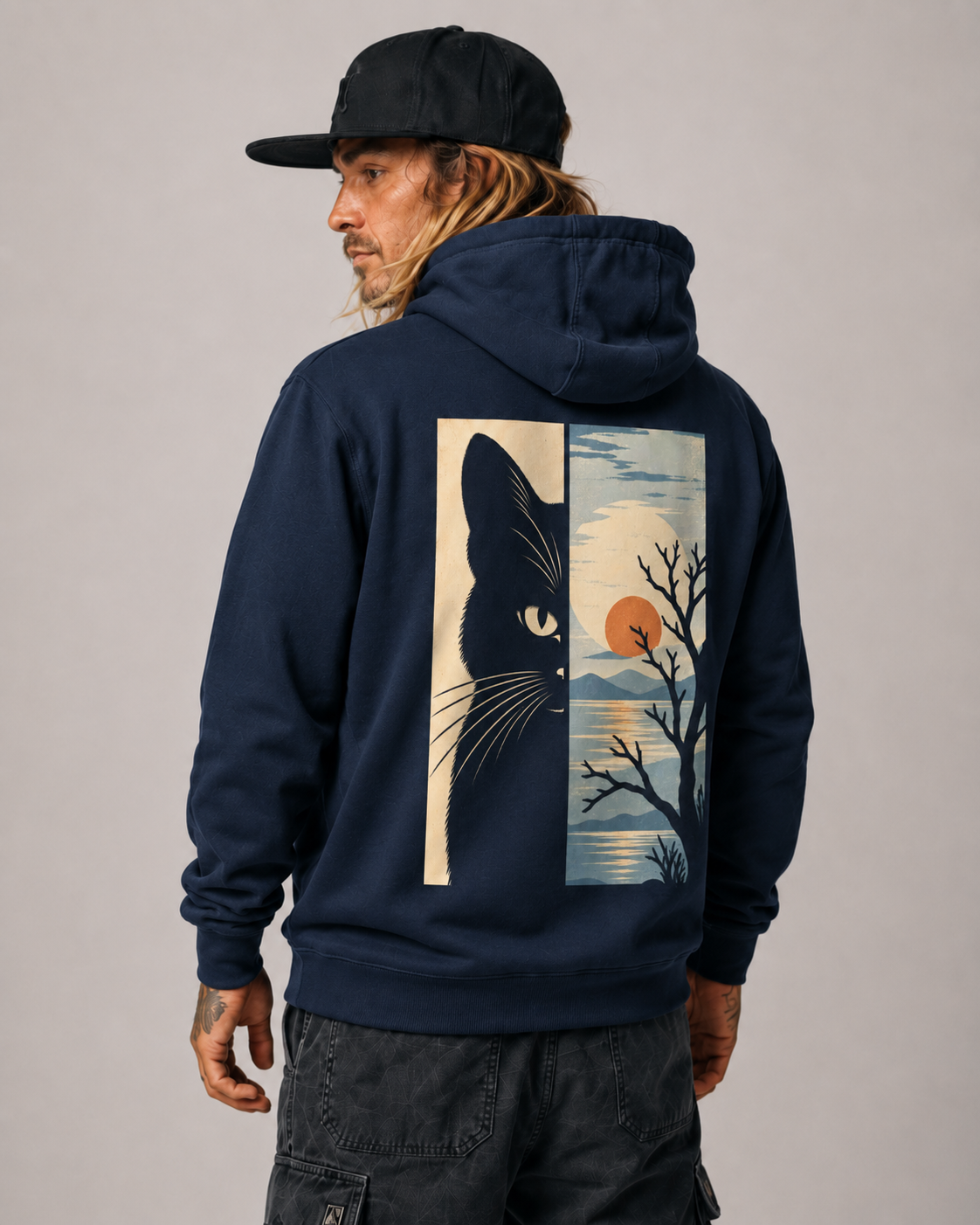 Color: Navy Blazer | Calm hoodie back Model 1