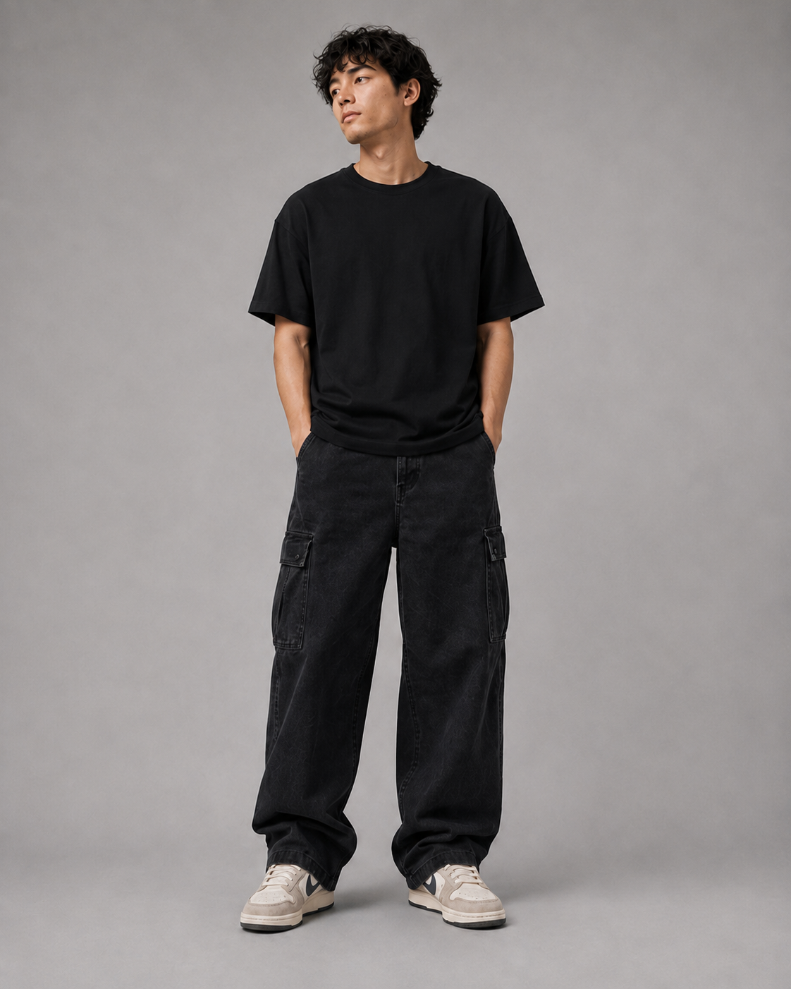 Color: Black | Quiet Orbit tee back Model 2
