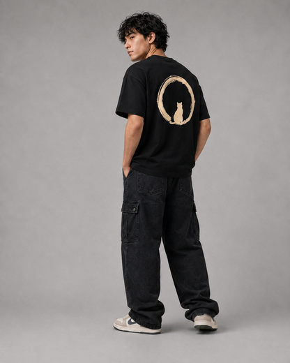 Color: Black | Quiet Orbit tee back Model 1