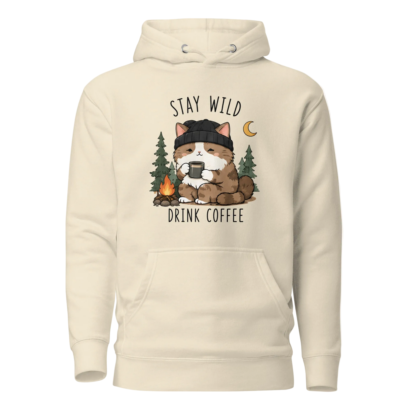 „Stay Wild, Drink Coffee“ džemperis su gobtuvu