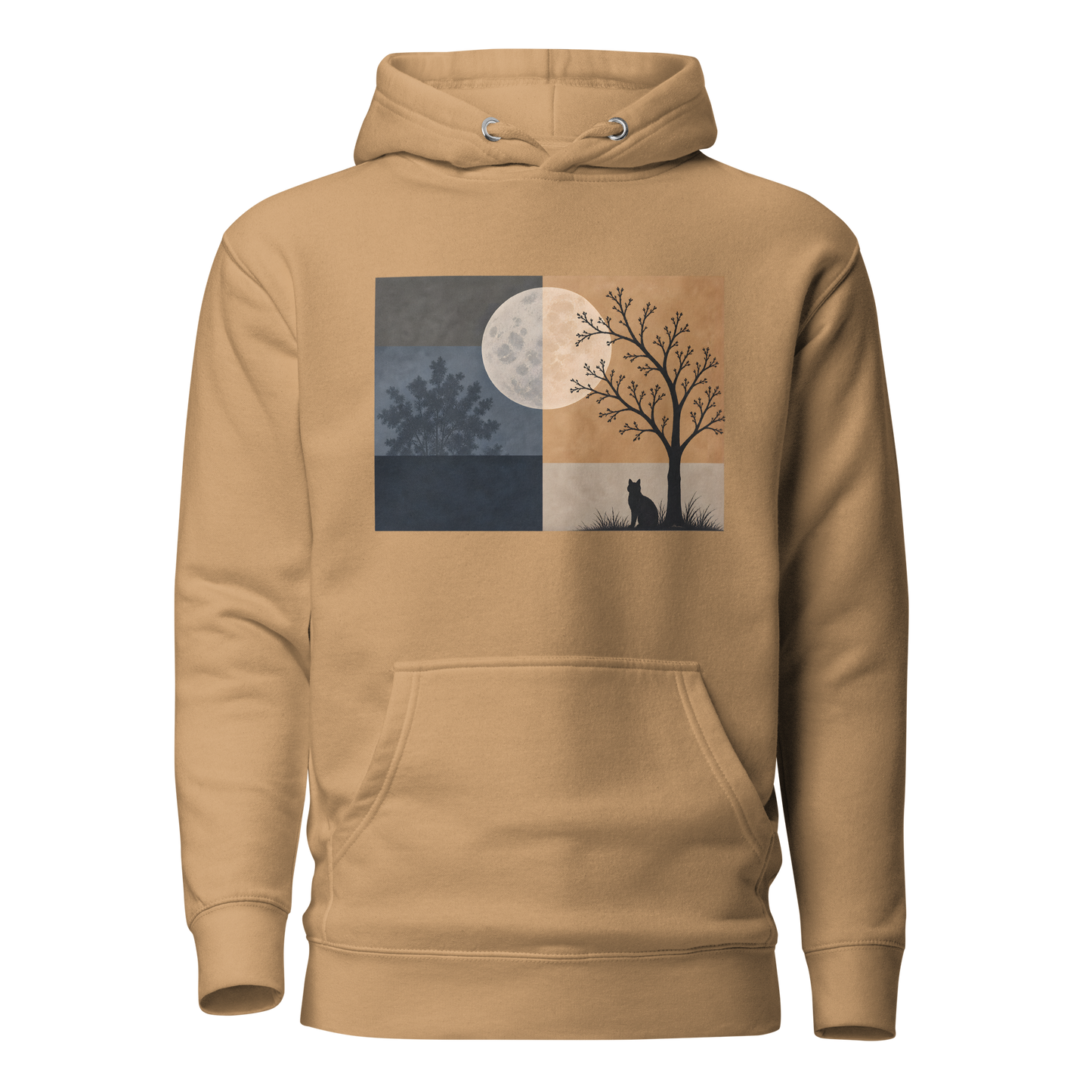 Color: Khaki | Moon Study hoodie front artwork