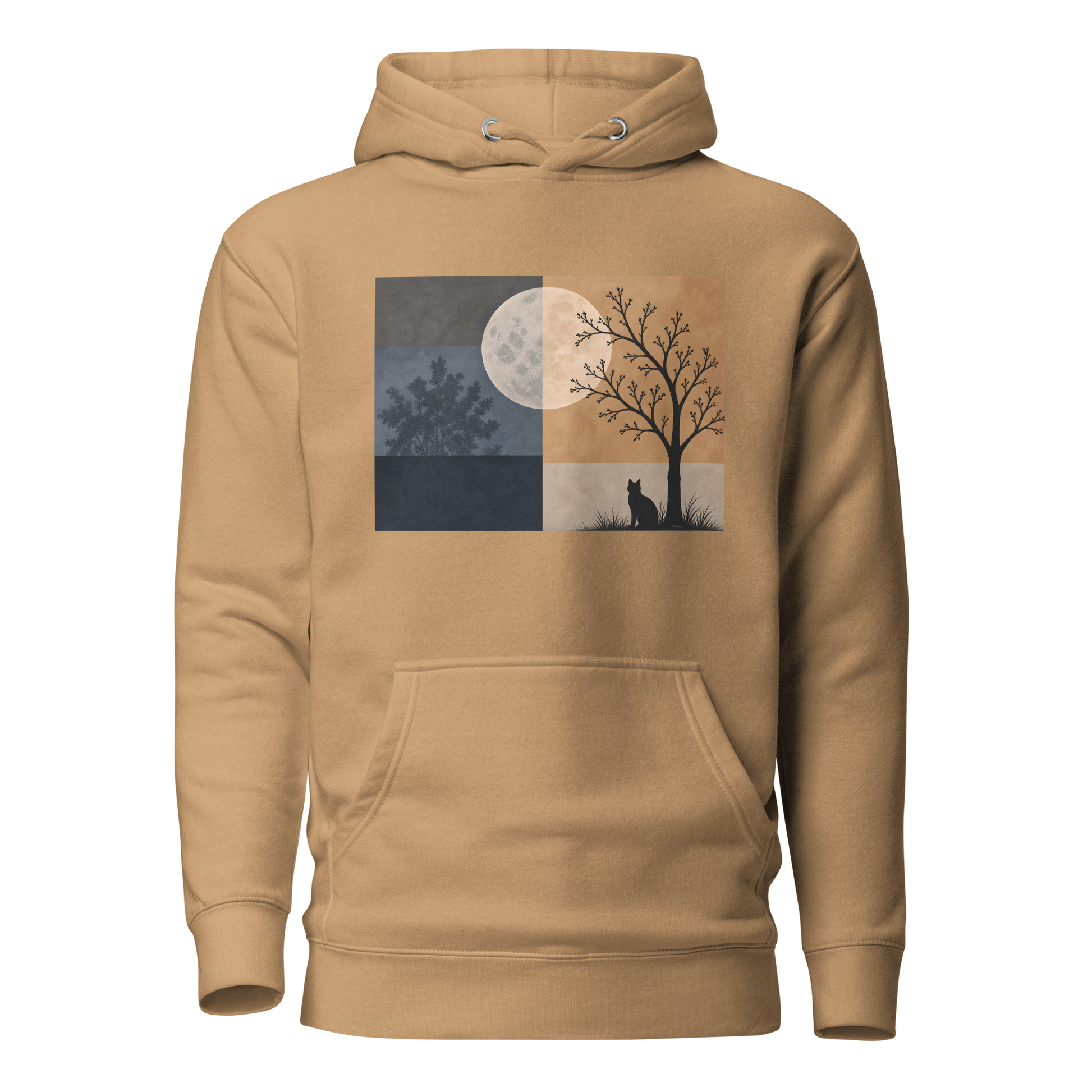 Color: Khaki | Moon Study hoodie front artwork