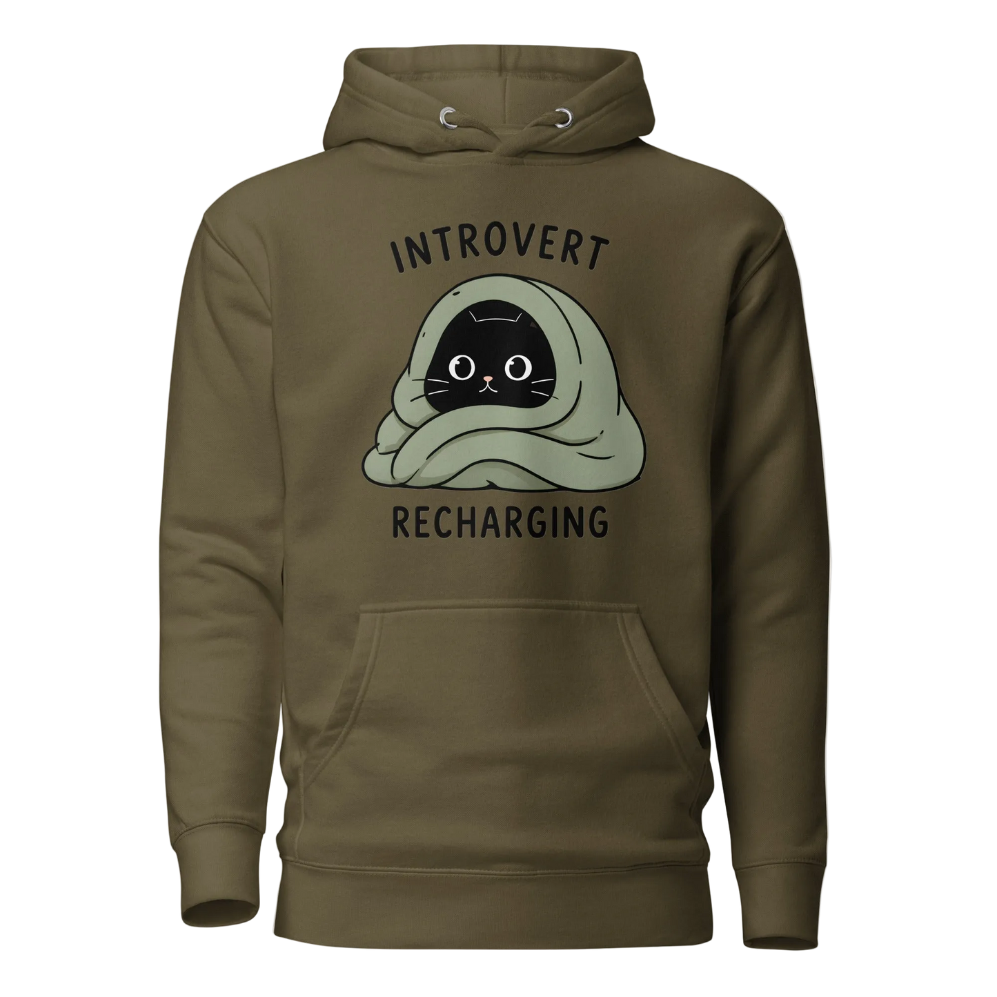 „Introvert Recharging“ džemperis su gobtuvu