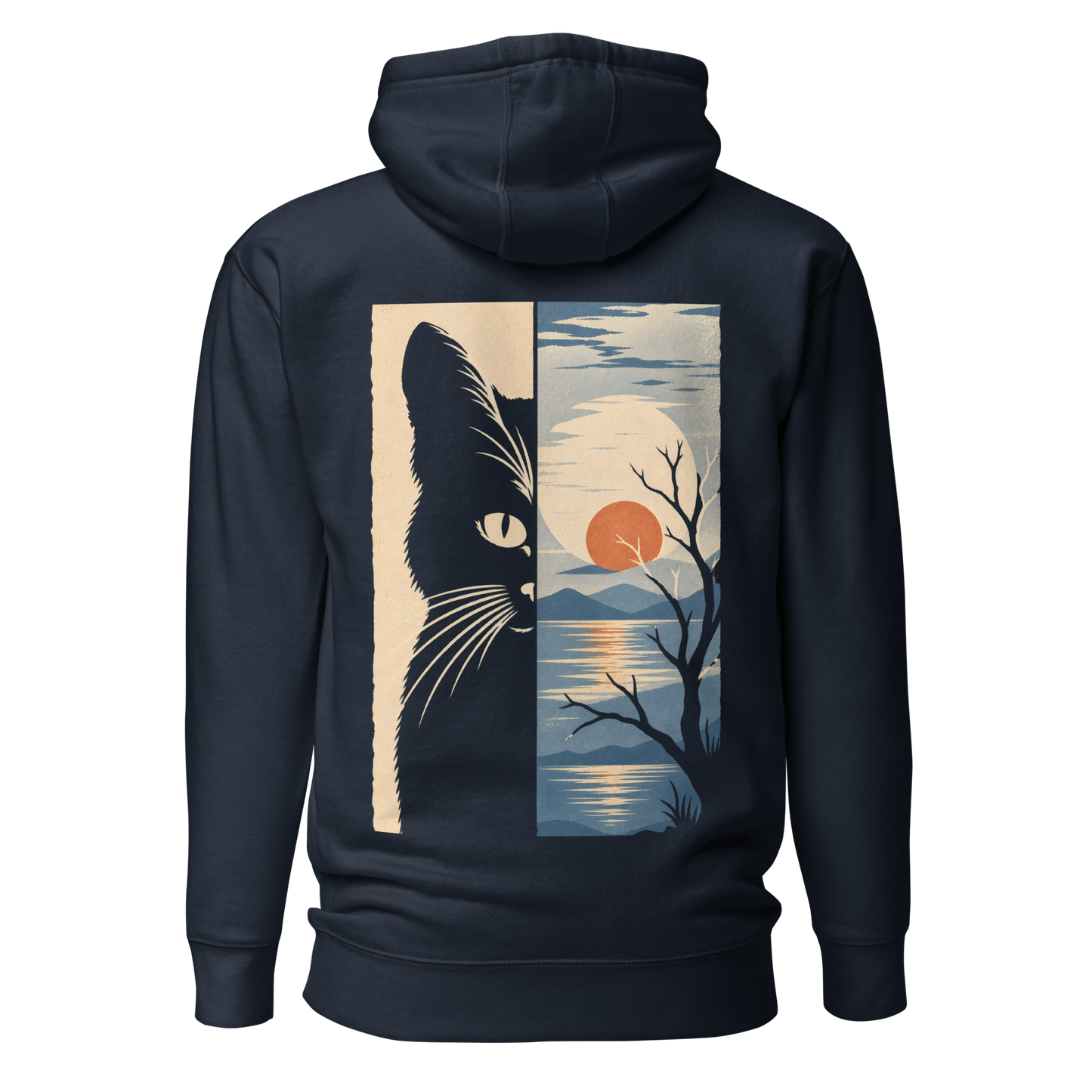 Color: Navy Blazer | Still Waters hoodie back artwork