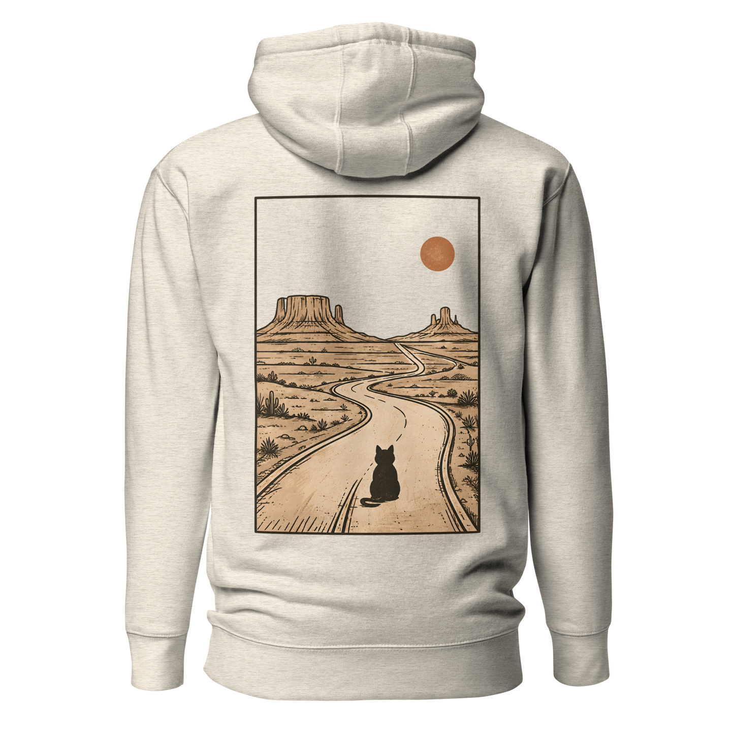 Color: Oatmeal Heather | Long Way Home hoodie back artwork