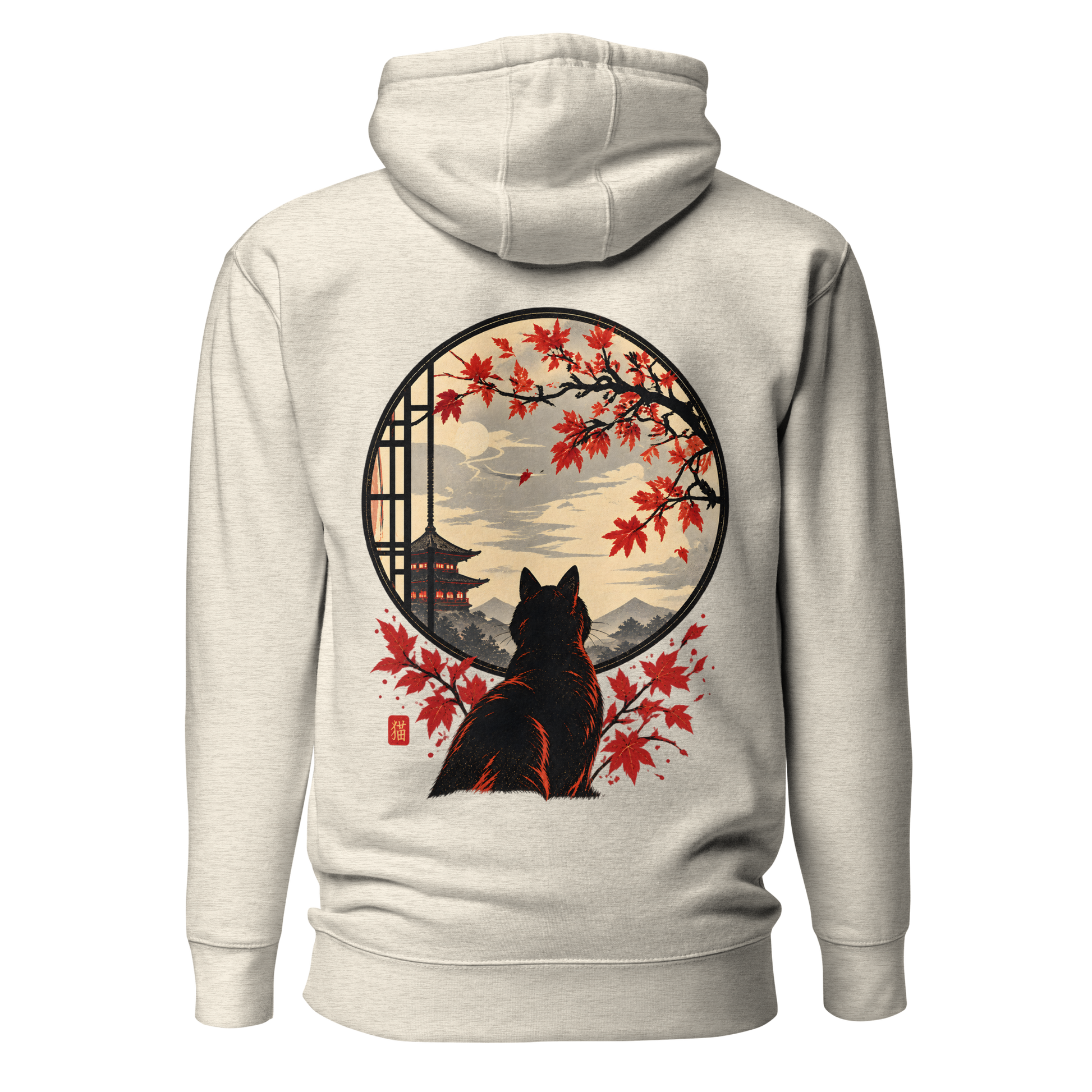 Color: Oatmeal Heather | Autumn Window hoodie back artwork