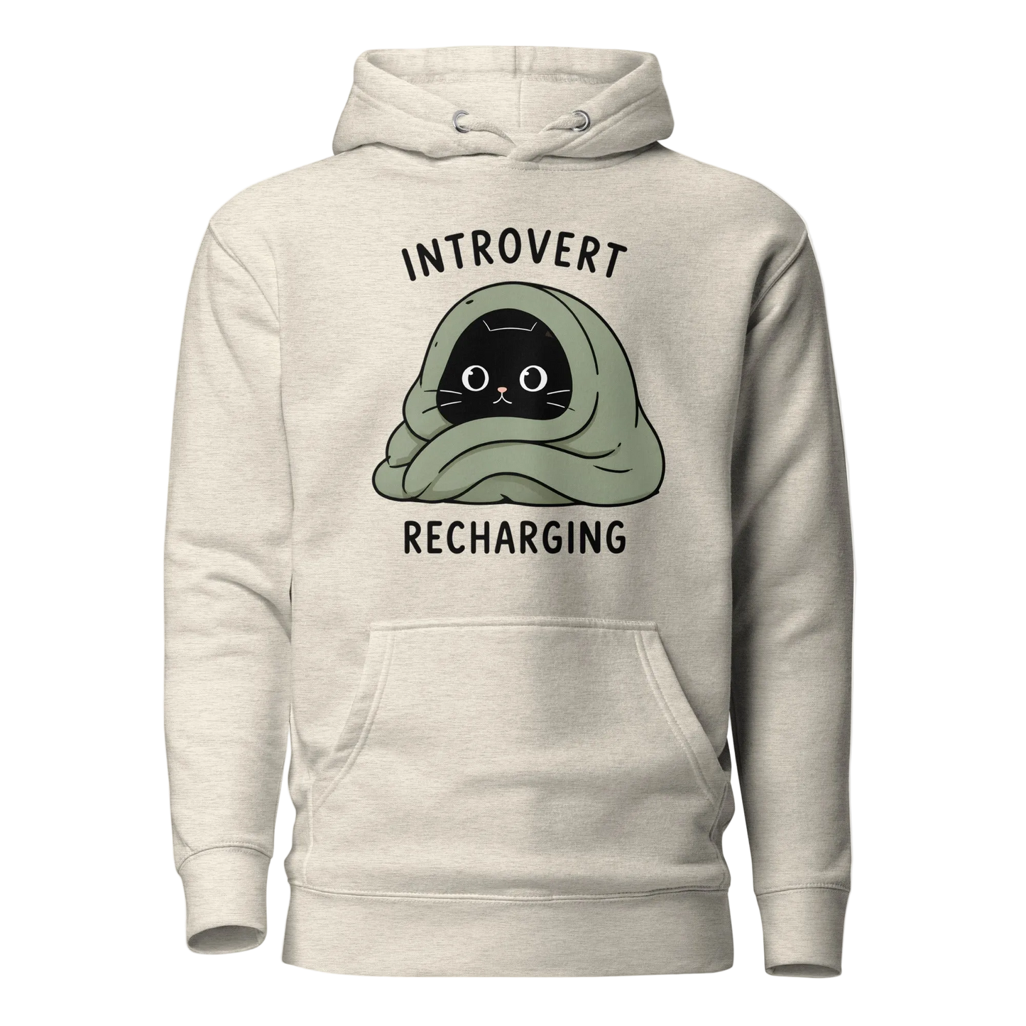 „Introvert Recharging“ džemperis su gobtuvu