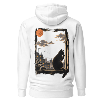 Color: White | Evening Watch hoodie back artwork