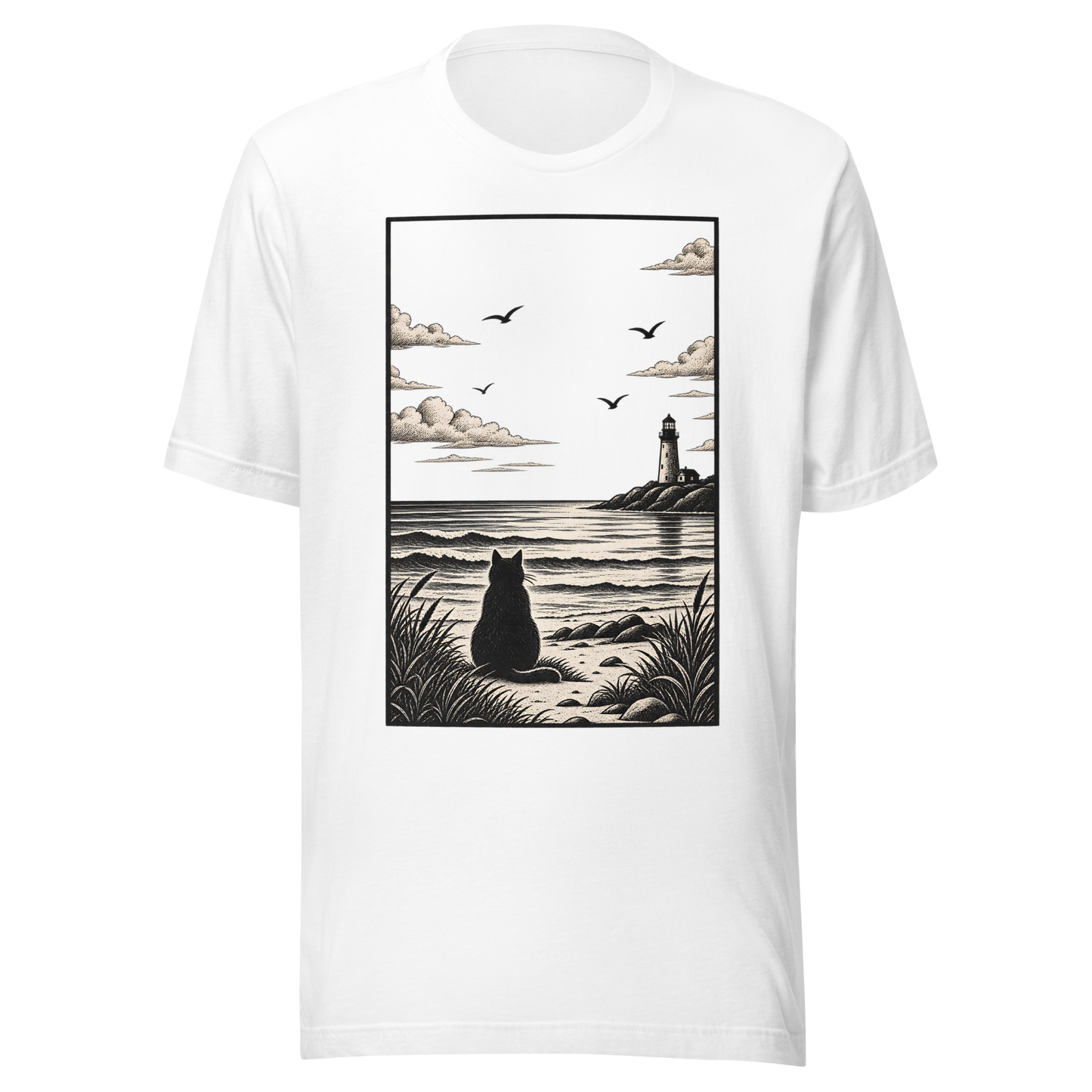 Color: White | Distant Shore tee front artwork
